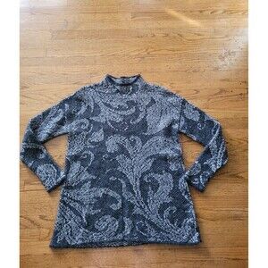 Peruvian Connection Sweater Alpaca Blend Jacquard Mock Neck Medium Soft